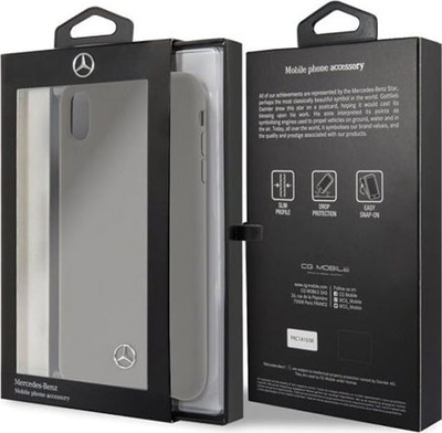 Kapotë telefoni Mercedes-Benz Silicone për iPhone Xs Max, me mikrofiber, gri