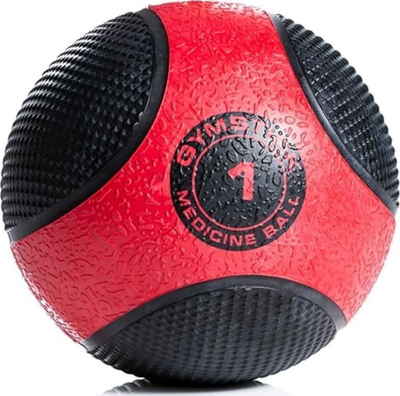 Top mjekësor Gymstick 1kg, sipërfaqe antirrëshqitëse, kuqe e zezë
