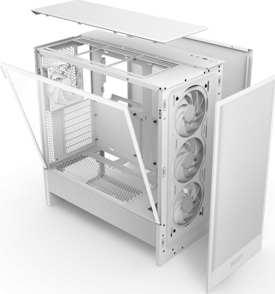 Kuti kompiutri NZXT H5 Flow RGB, Mid Tower, me xham t'kalit, e bardhë