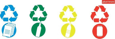 Shportë e mbeturinave Plast Team për riciklimin, 4 copë