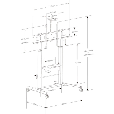 Stendë dyshemeje për TV Techly ICA-TR230, 52" 110", deri 120 kg, e zezë