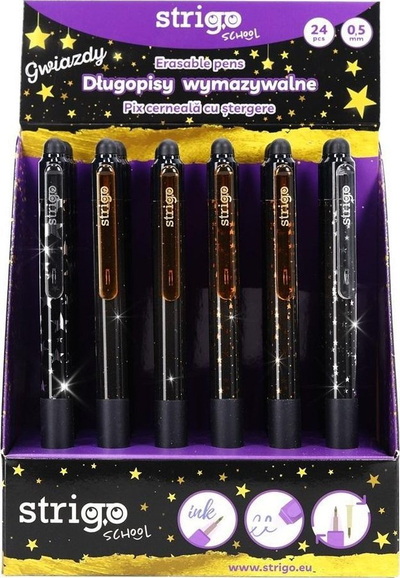 Set stilolapsa të fshishëm STRIGO Stars, 0.5mm, 24 copë, blu