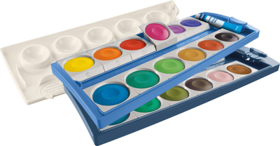 Kuti ngjyrash uji Pelikan Opaque Paint Box K24 Eco, 24 ngjyra, me tub të bardhë 7.5 ml, blu
