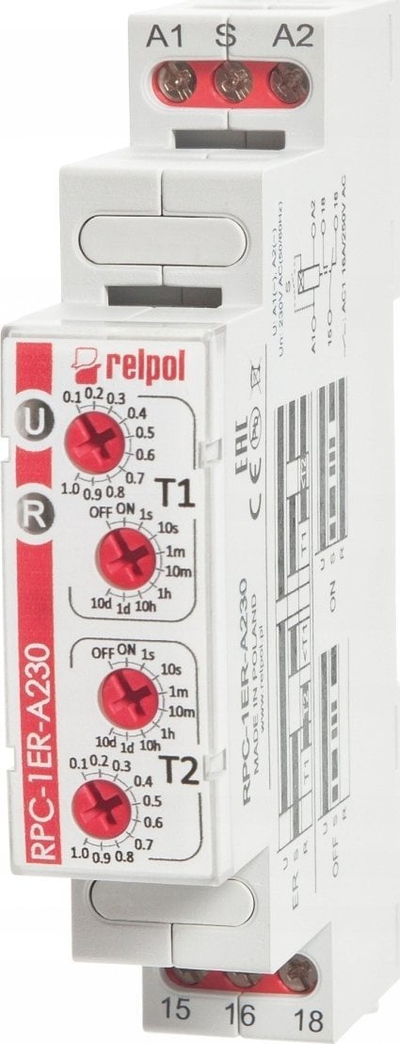 Rele kohe Relpol RPC-1ER-A230, 1 sekondë gjer në 10 ditë, 230V AC