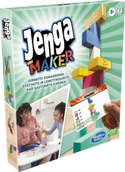 Lojë tavoline Hasbro Jenga Maker F4528LT, version lituanisht, shumëngjyrëshe