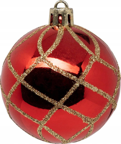 Set toptha Krishtlindjesh Atmosphera Colorama Christmas, 25 copë, plastikë e ricikluar 6cm, të kuq e të bardhë