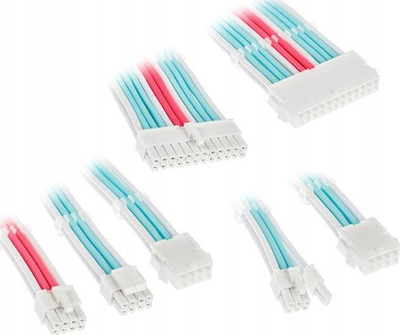 Set kabllosh zgjatëse ATX 24 pin Kolink Core Adept, 35cm, të endura, të bardha blu rozë