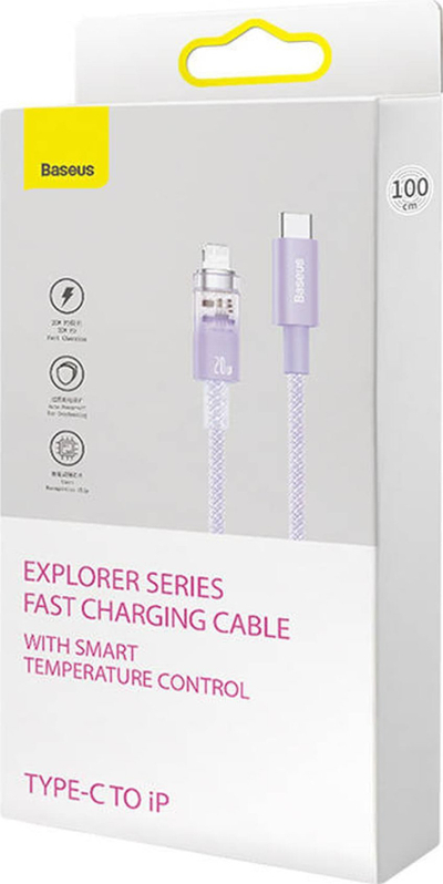Kabllo karikimi Baseus Explorer Series USB C në Lightning, 2m, 20W, vjollcë