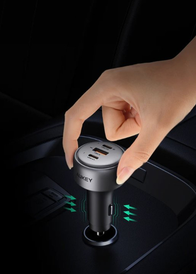 Полнач за автомобил Aukey Pathfinder Mix 3 CC-P3, 100W, USB C и USB A, црн