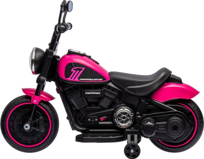 Motoçikletë elektrike FASTER Chopper, 6V, rrota anësore, e kuqe