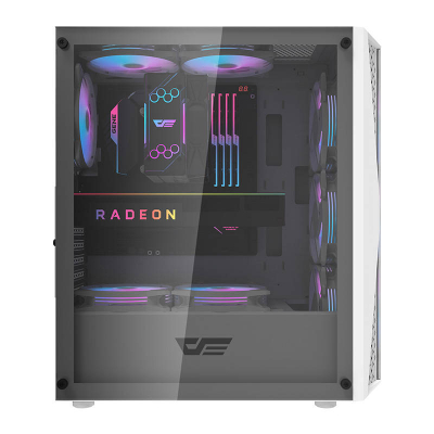 Kuti PC Darkflash DK352 Plus, ATX Mid Tower, 4 ventilatorë RGB, e bardhë