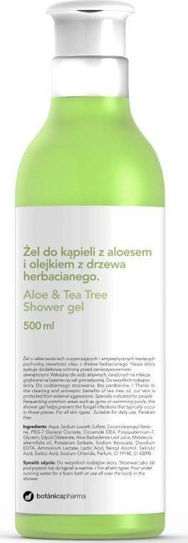 Xhel për trup Botanica, me vaj të pemës së çajit dhe aloe vera, 500 ml