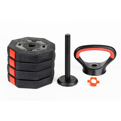 Kettlebell Eb Fit Composite, 10 kg, peshë e rregullueshme, e zezë me të kuqe