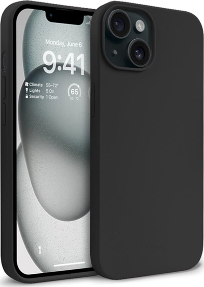 Maskë telefoni Crong Color Cover për iPhone 15, silikon, Anti‑Shock, e zezë