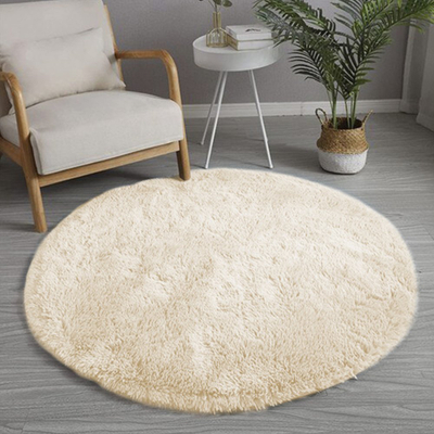 Tapet i rrumbullakët Strado Round Shaggy 160x160 cm, krem bezhë