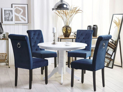 Set karrigesh ngrënie VELVA II, 2 copë, kadife, blu e errët