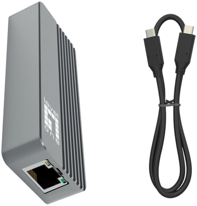 Adapter rrjeti LevelOne USB-0410, USB-C në RJ45, 10 Gbps, gri