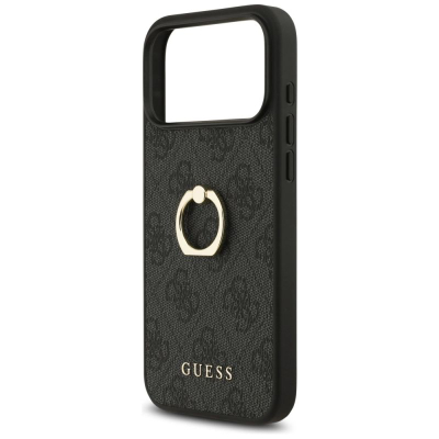 Mbrojtëse telefoni Guess Hardcase 4G Ring Stand, për iPhone 17 Pro Max, me unazë, e zezë
