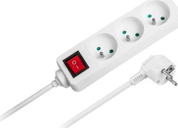 Prizë zgjatëse Rebel Electro URZ3195-3 B, me 3 dalje, kabllo 3 m, e bardhë
