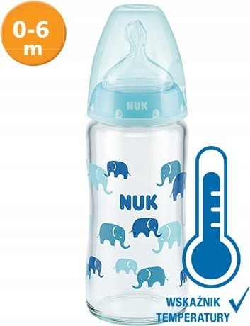 Шише за бебиња NUK First Choice+, 240 ml, стаклено, бело