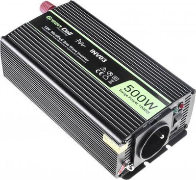 Автомобилски инвертер Green Cell 12V во 230V, 500W / 1000W