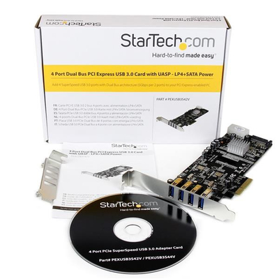 Kartë zgjerimi USB StarTech 4 porta PCIe, USB 3.0, 5 Gbps, e zezë