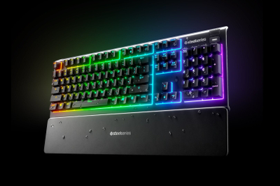 Tastierë gaming SteelSeries Apex 3 US, që s’e ha uji, me drita RGB, e zezë