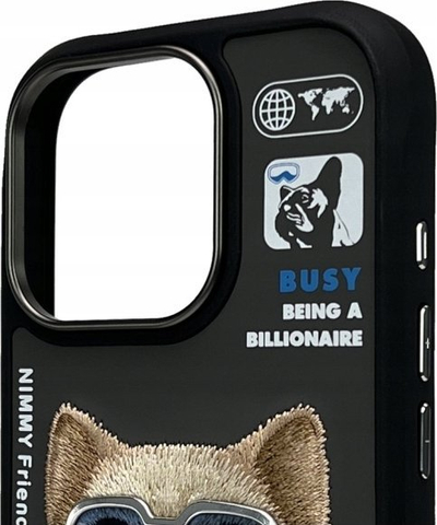 Mbulesë telefoni Nimmy Cool and Cute Dog 2.0 për iPhone 16 Pro 6.3", silikoni, e zezë