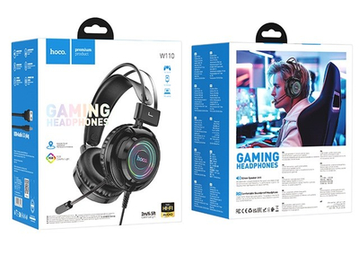Kufje gaming Hoco W110, USB A dhe 3.5mm, 2m, e zezë