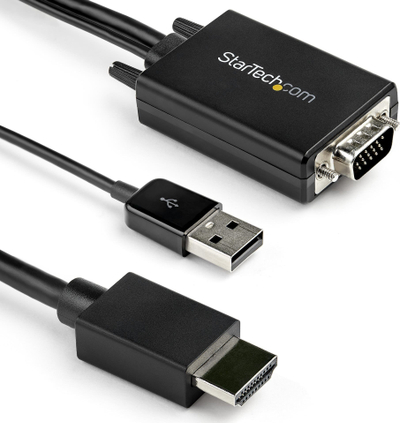Kabull adaptor Startech VGA në HDMI, 1080p, 2m, i zi