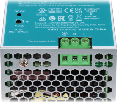 Furnizim elektrik Mean Well NDR-480-24, 480W, 24V DC, gri