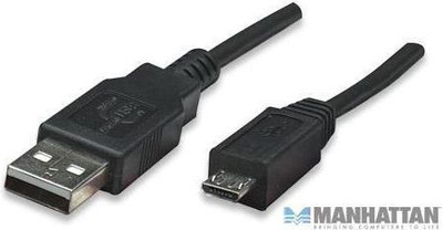 Kabllo USB Manhattan 307178, USB A në microUSB, 1.8m, e zezë