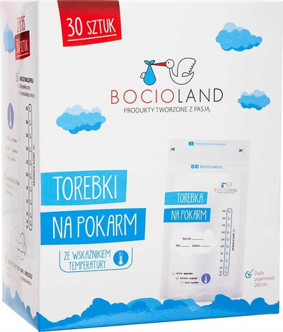 Кеси за замрзнување за млеко Bocioland Milk Food, 200 ml, сет 30 парчиња, транспарентни