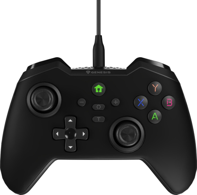 Set timoni gaming me pedale edhe gamepad Genesis Seaborg 400, me kabllo, për PC edhe konzola, i zi me blu