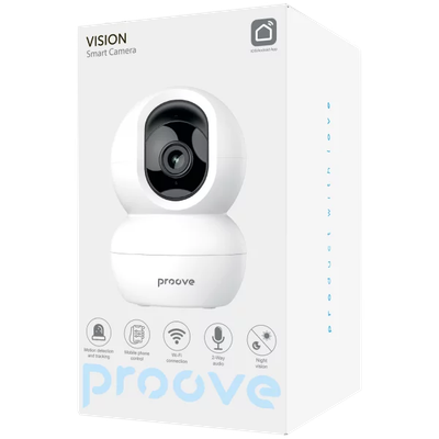Kamerë sigurie Proove Vision, 3MP, Wi-Fi 2.4GHz, 355° rrotullim, e bardhë
