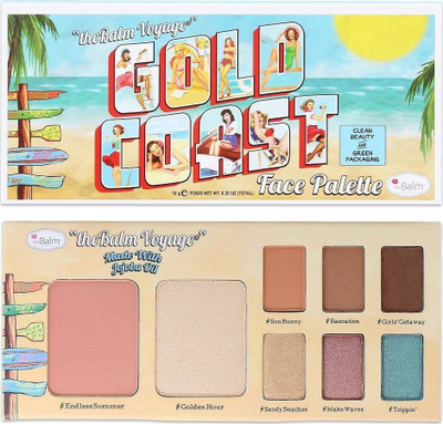Paletë fytyre theBalm Voyage Gold Coast, 10g, për shumë punë, me ngjyra të ngrohta