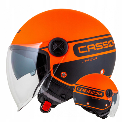 Helmetë moto Cassida Handy Plus Linear Jet M, demi jet, portokalli e zezë matt