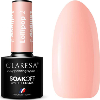 Llakk xhel për thonj Claresa SoakOff Color Lollipop, nuanca 2, UV LED, 5g