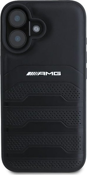 Mbulesë telefoni AMG AMHCP16SGSEBK për iPhone 16 6.1", hardcase lëkurë, e zezë