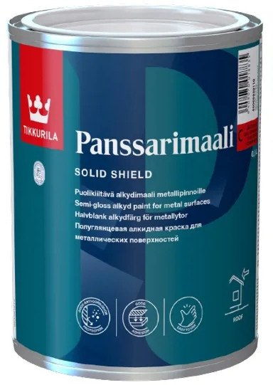 Bojë metalike Tikkurila PANSSARIMAALI A, alkid gjysmë e shkëlqyeshme, 0.9L, e bardhë
