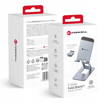 Mbajtëse telefoni Forcell F-Grip Fold Stand 1, e palosshme, universale, e zezë