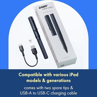 Stilolaps dixhital për iPad LAMY Safari Note+, me palm rejection, me ndjeshmëri presioni, i zi