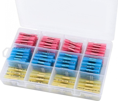Set konektorë termo tkurrës E6062, 200 copë, me izolim, shumëngjyrësh
