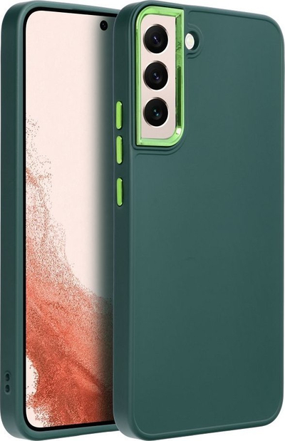 Kapak telefoni me kornizë Baseus për Samsung S22, sipërfaqe matte, xham mbrojtës, transparent