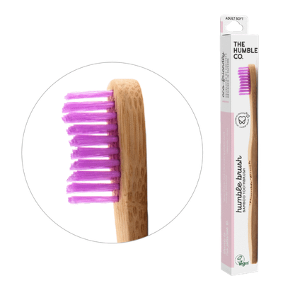 Brushë për të rritur The Humble Co., bambu, me fije të buta, vjollcë