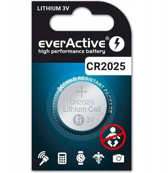 Bateri litium EverActive CR2025, 3V, paketim blister 5 copë