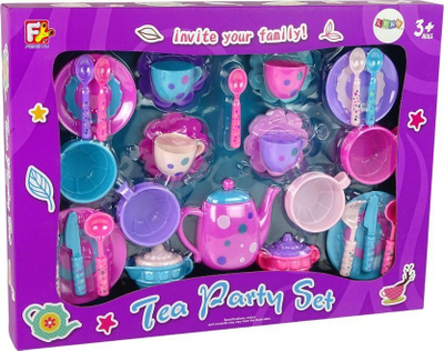 Set çaji për fëmijë LeanToys Tea Set, filxhanë dhe pjata, plastikë, lejla