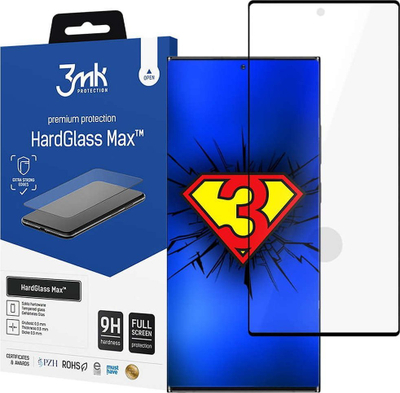 Mbrojtës ekrani 3mk HardGlass Max për Samsung Galaxy S23 Ultra, xham i fortë i kalitur, mbulim i plotë, i tejdukshëm