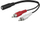 Kabllo audio MicroConnect AUDALH02, Jack 3.5mm në 2x RCA, 0.2m, e zezë