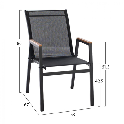 Karrige alumini Shyla textilene & polywood 53×67×86 cm (HM5697.11)